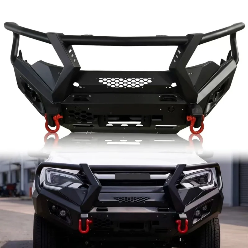 High Quality Matte Steel Bull Bar Front Bumper With Winch & Fog Light Holes Fit Dmax 2025-2026