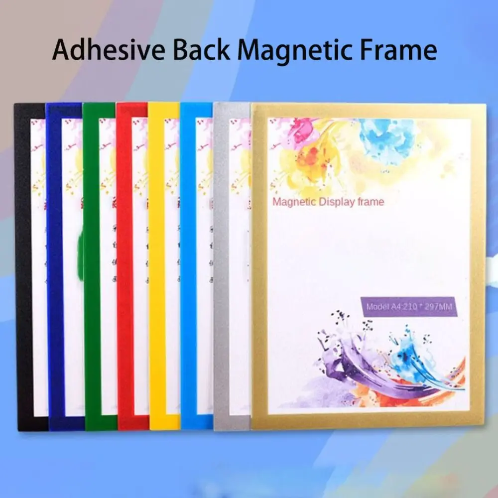 Adhesive Back Magnetic Frame Convenient PVC A4,A3 Paper Holder Reusable Photo Advertising Frame Wall Sticker Office Supplies