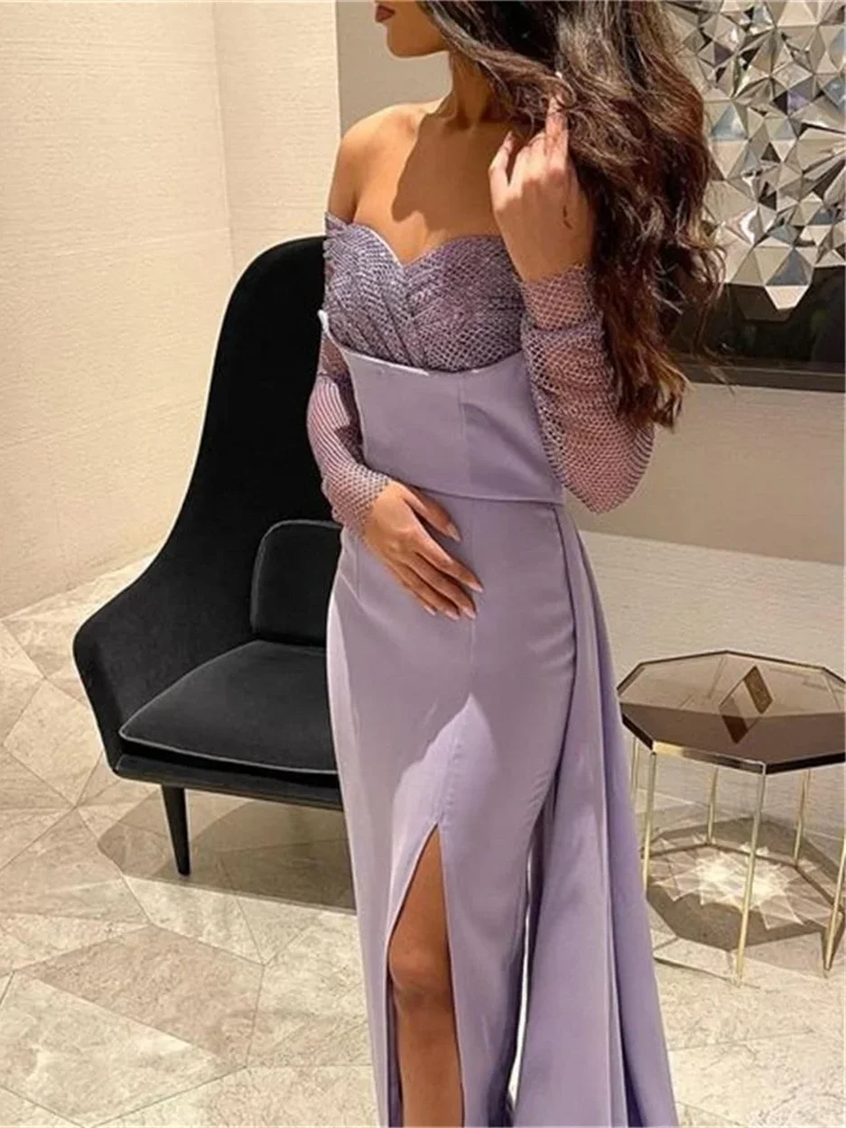 

Prom Dresses Exquisite Off the Shoulder A-Line Embroidery Satin Formal Occasion Gown فساتين مناسبة رسمية vestidos prom 2024