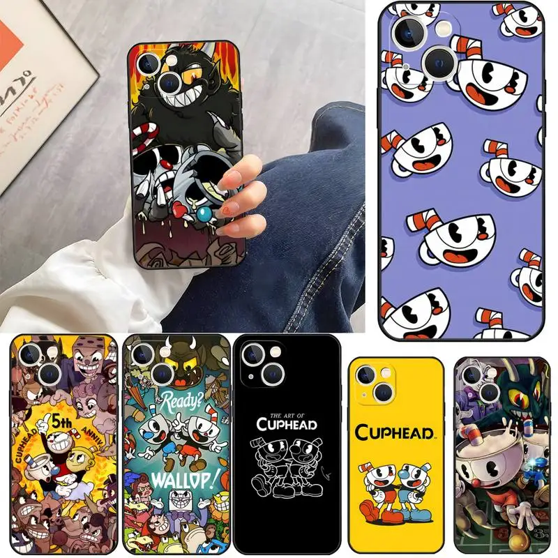 

Cuphead Black Phone Case For Iphone 14 13 Pro Max 12 Xr X Xs Mini For 6 6s 7 8 Plus Se 2020 2022 Mobile Phone Accessories