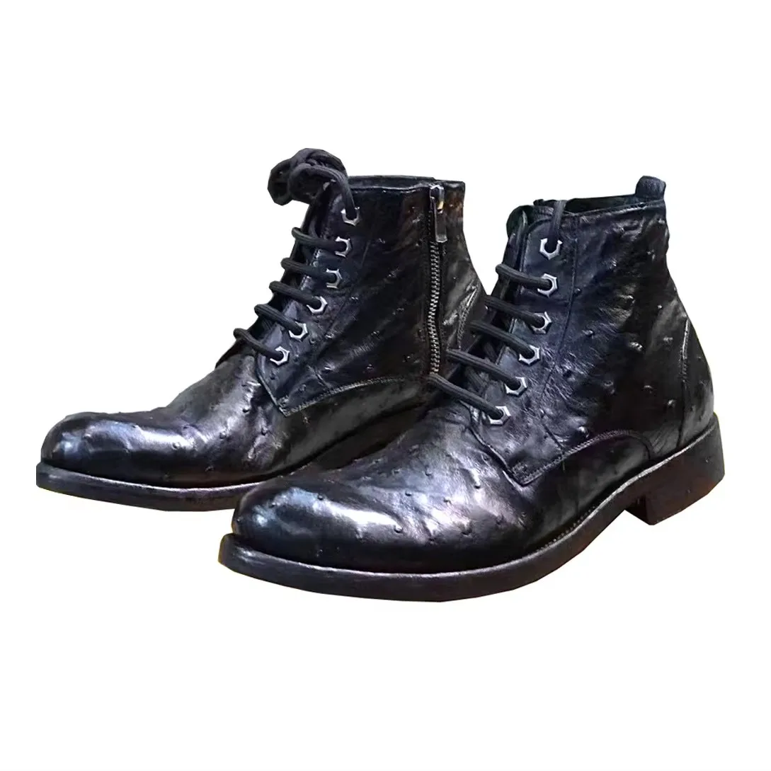 yinshang new men ostrich shoes male wedding leisure fashion shoes men boots