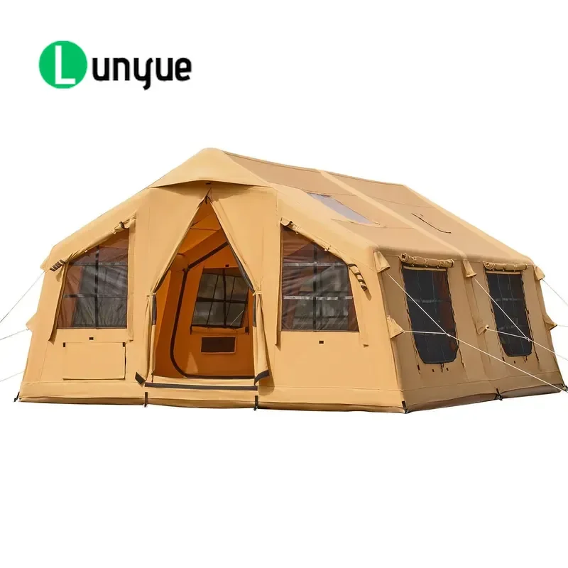Inflatable 2 Room 1 Hall Family Camping Tent Heavy Duty Oxford Cloth Rain Sun Protection Spacious For Self Driving Travel