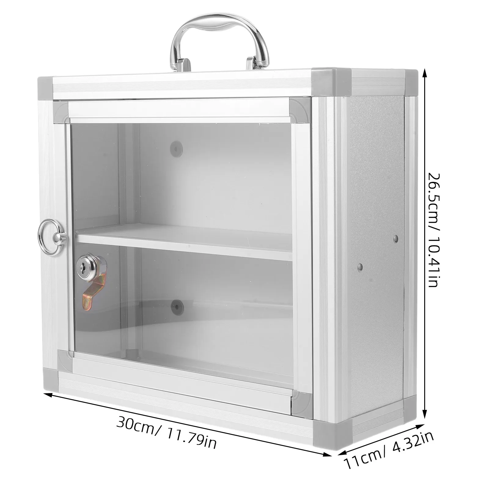 Wall-Mounted Medicine Box Thickened Metal Emergency Organizer Transparent Case for Home Office Public Use 11.8x10.4x4.3 Medicine