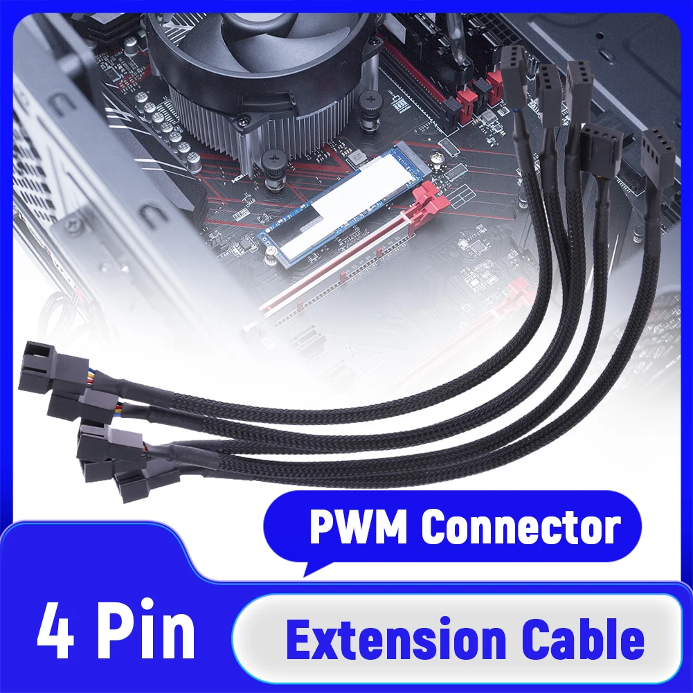 5pcs/lot 4 Pin PWM Connector Case Fan Extension Power Cable for Compure CPU Cooling System for Computer Case Fan 26cm