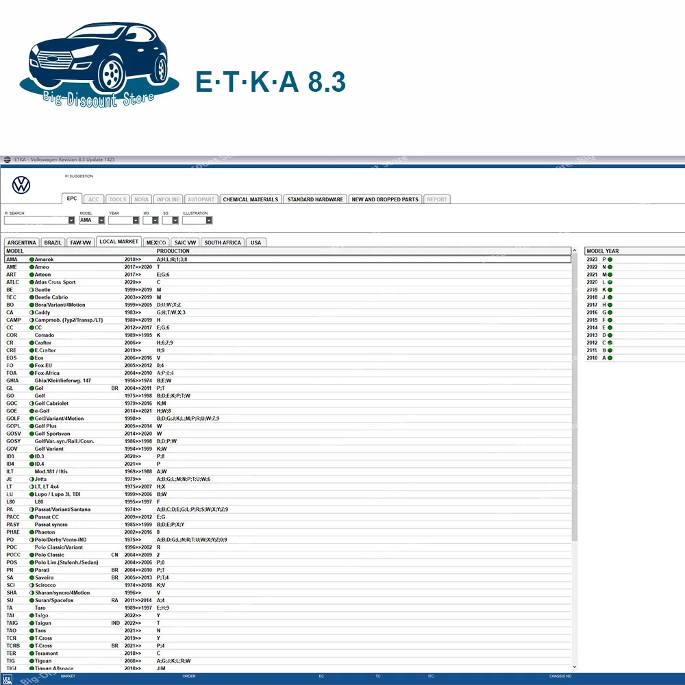 Software de reparación etka 8,3 para vehículos, catálogo de piezas electrónicas para a-udi, V-W, etka 8,3