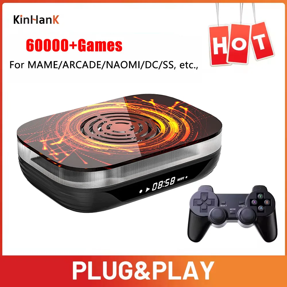 

KINHANK Amlogic S905X4 Retro Video Game Console Super Console X4 Plus 60000 Game for 60+ Emulators MAME/ARCADE/DC 4K HD Kid Gift