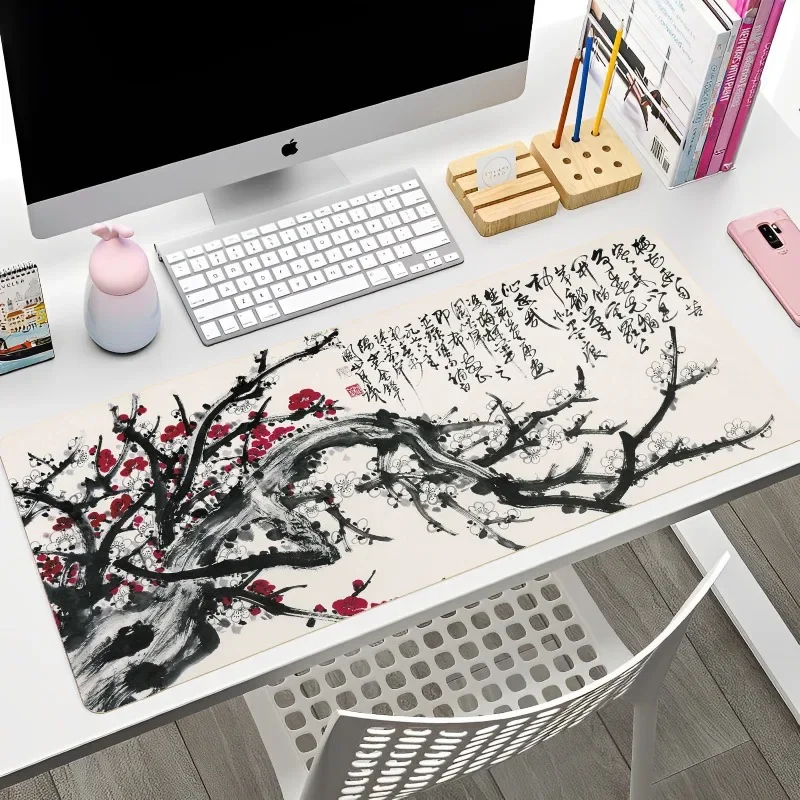 

Office Business Learning Retro Mouse Pad New Style Plum Peacock Landscape Painting Super Thick Non-slip Mouse Desk Mat Universal