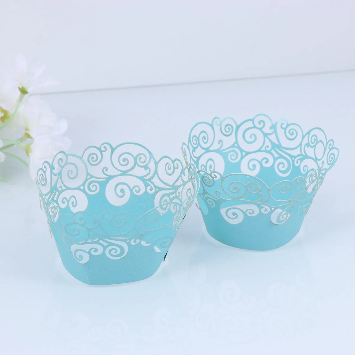 60Pcs Paper Cupcake Wrappers Hollow Lace Design Cake Liners for Wedding Birthday Baby Shower Party Muffins