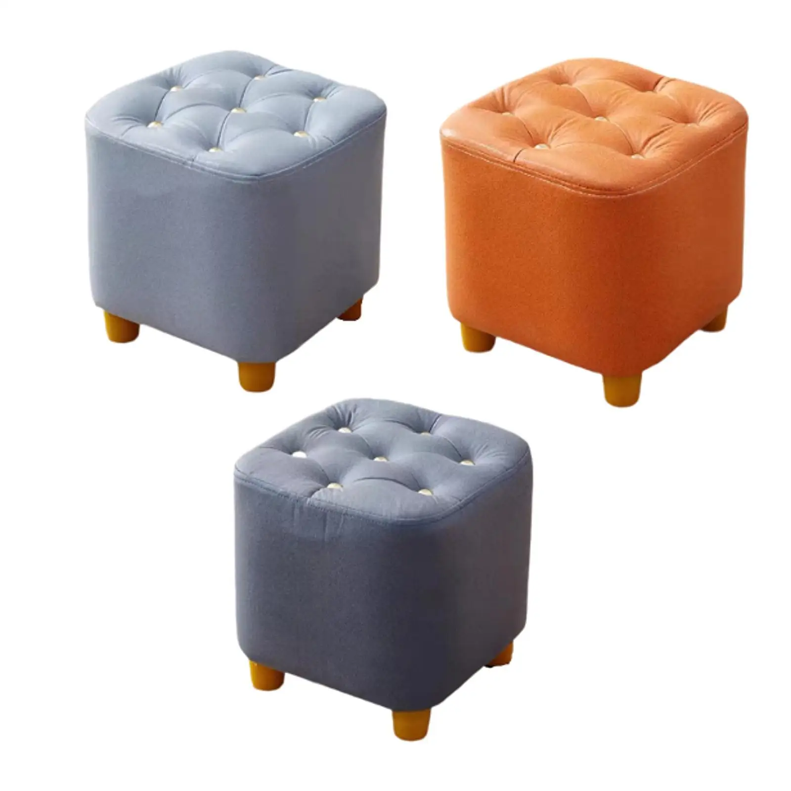 Small Footstool Trendy Creative Compact Padded Seat Decorative Ottoman Stool for Living Room Bedroom Doorway Apartment Couch