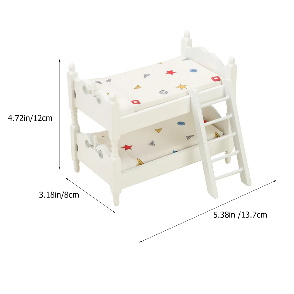 Set Cartoon Baby Kind Stapelbed Houten Mini Meubels Model Huis Decor