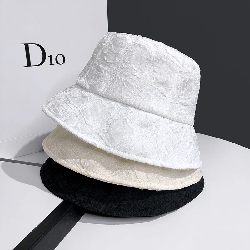 Summer Chiffon Mesh Fisherman Hat Ladies Thin Pleated Temperament Basin Hats Spring and Autumn Street Fashion All-match Sun Cap