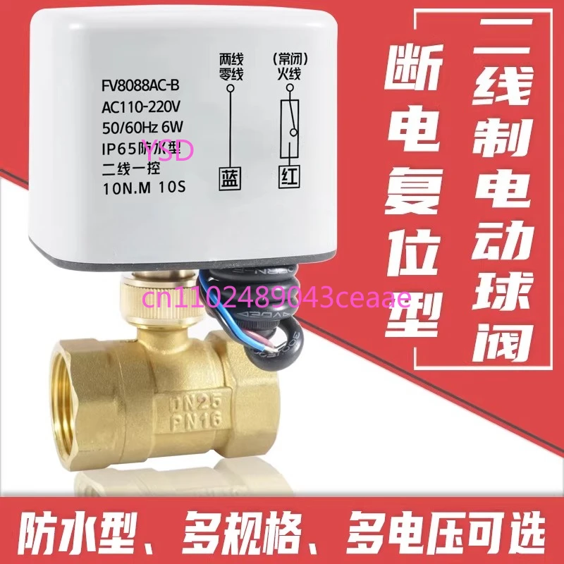 Waterproof Outdoor Electric Ball Valve Female Thread Two Wire Power Off Reset Normally Open Normally Closed Copper Ball Design