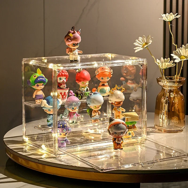 1/2/3/4PCS Acrylic Clear Display Storage Box for Fingures Foldable Display Case for Figurines Dolls Action Figure Organizer Box