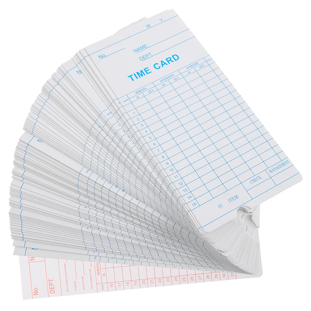 100Pcs Attendance Cards Management Paper Cards Employee Time Tracking for Offices Restaurants Hotels
