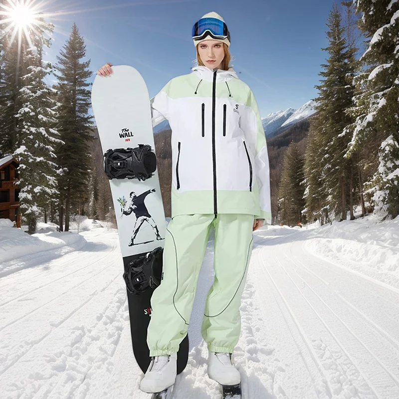 New Winter Hooded Skiing Suit Women Outdoor Loose Skiing Suit Men Single Board Warm Windproof Waterproof Breathable Snow Suit
