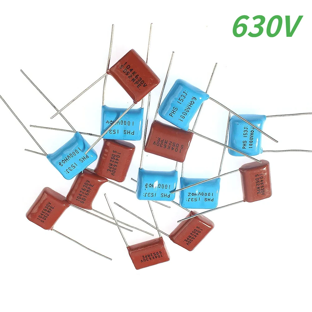 

200PCS/Lot 630V CBB Capacitors Kit 25 Kinds Polypropylene Film Capacitor electronic kit 0.001uf ~2.2uf