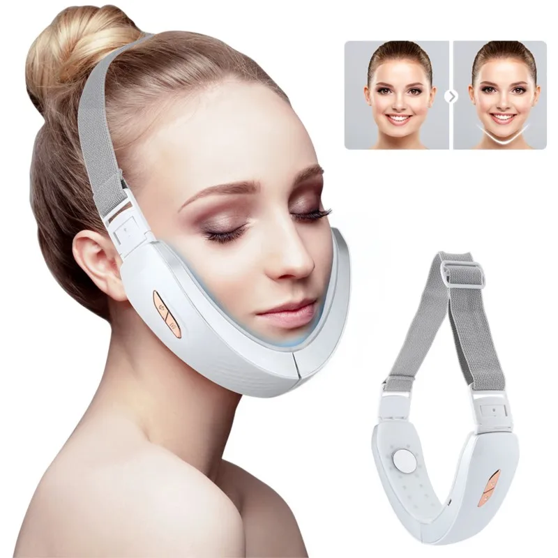 Wireless remote control EMS color light vibration face-lifting device, lifting firming facial massager, V-face beauty device