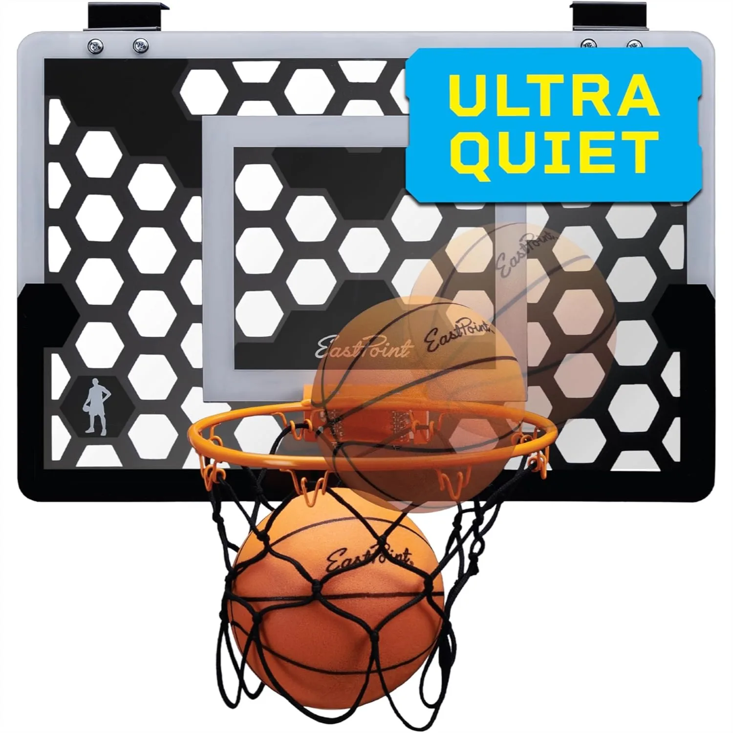 

Over-the-Door Indoor Basketball Hoop Set, 18x12 in Backboard, Quiet Foam Ball, Easy No-Drill Setup, Mini Hoop for Kids