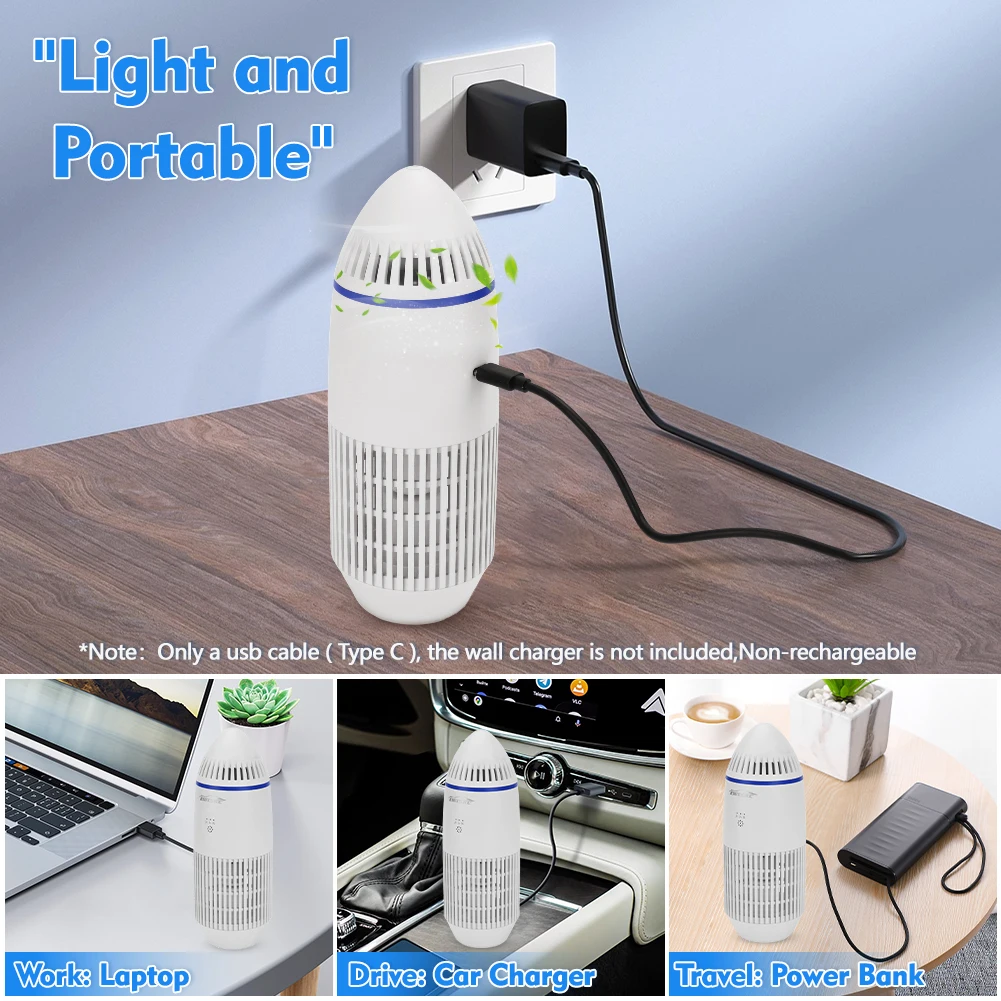 

Air Purifier for Smoke Pollen Pet Dander Odor Dust Remove Compact Air Purifier Home Bedroom Kitchen Office Air Cleaner