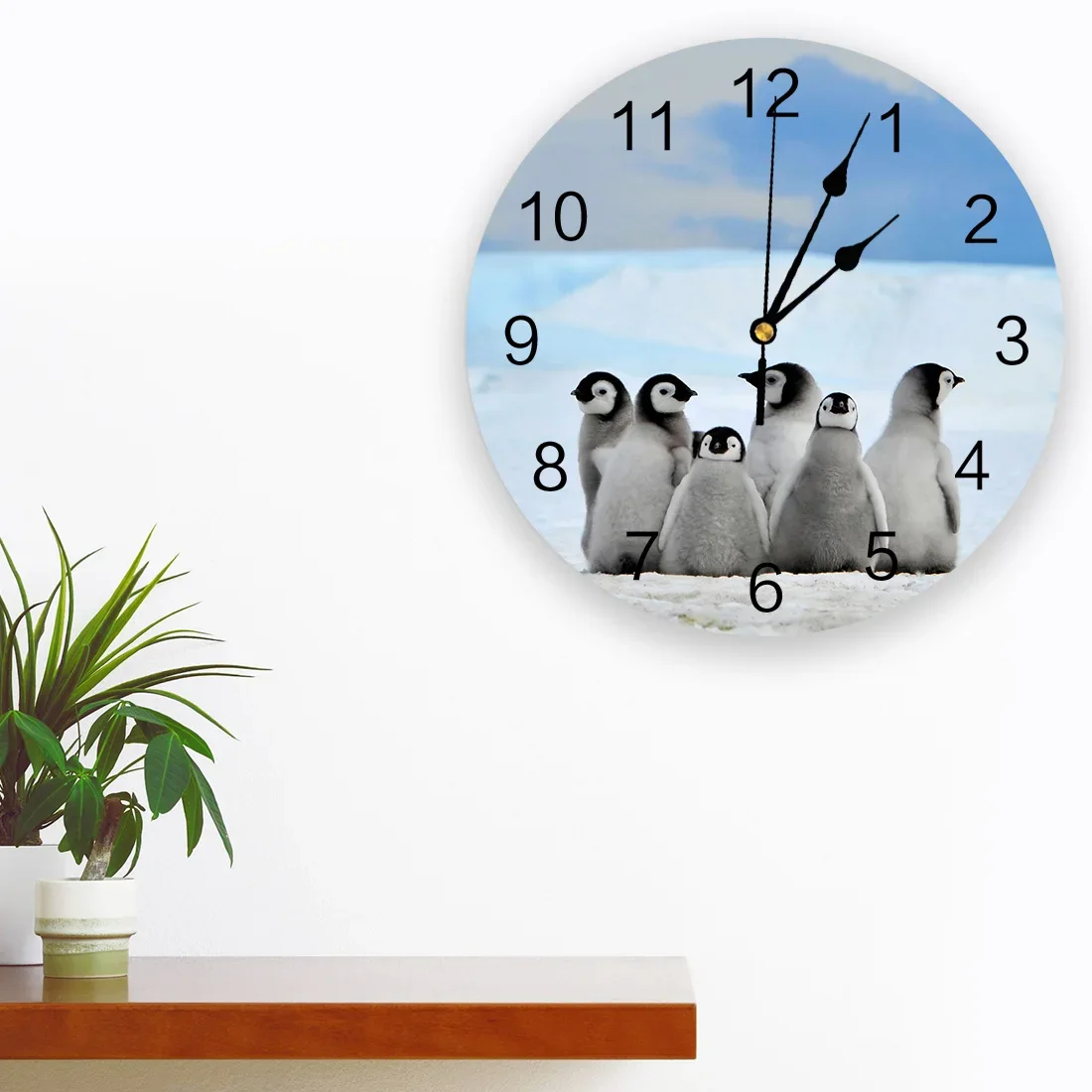 Cute Black And White Penguin PVC Wall Clock Living Room Bedroom Wall Digital Clock Home Decore Wall Clock Modern Design