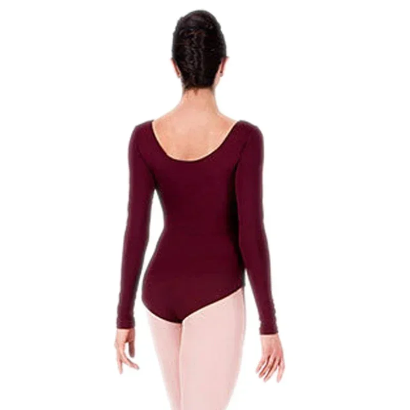 

Взрослые балетные танцевальные трико с круглым вырезом и длинным рукавом, однотонное сексуальное гимнастическое боди, женский топ, повседневная облегающая сценическая одежда, стрейч