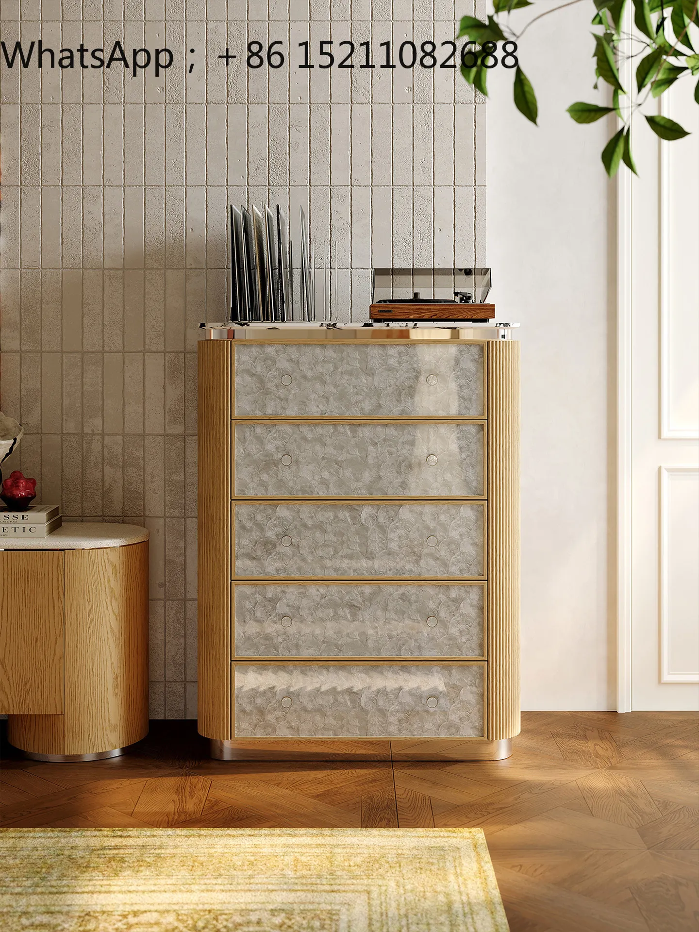 LLY retro chest of drawers 2026 new all-solid wood bedroom living room medieval locker side cabinet