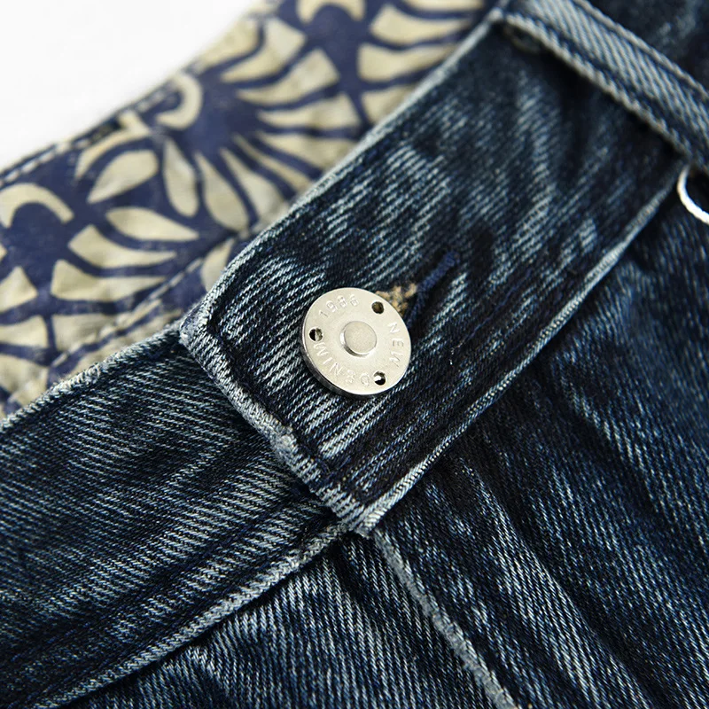 جينز رجالي قطني ناعم مغسول كاجوال ، ملابس الربيع والصيف ، بنطلون كبير الحجم ، ملابس الشارع الجديد ، A1009