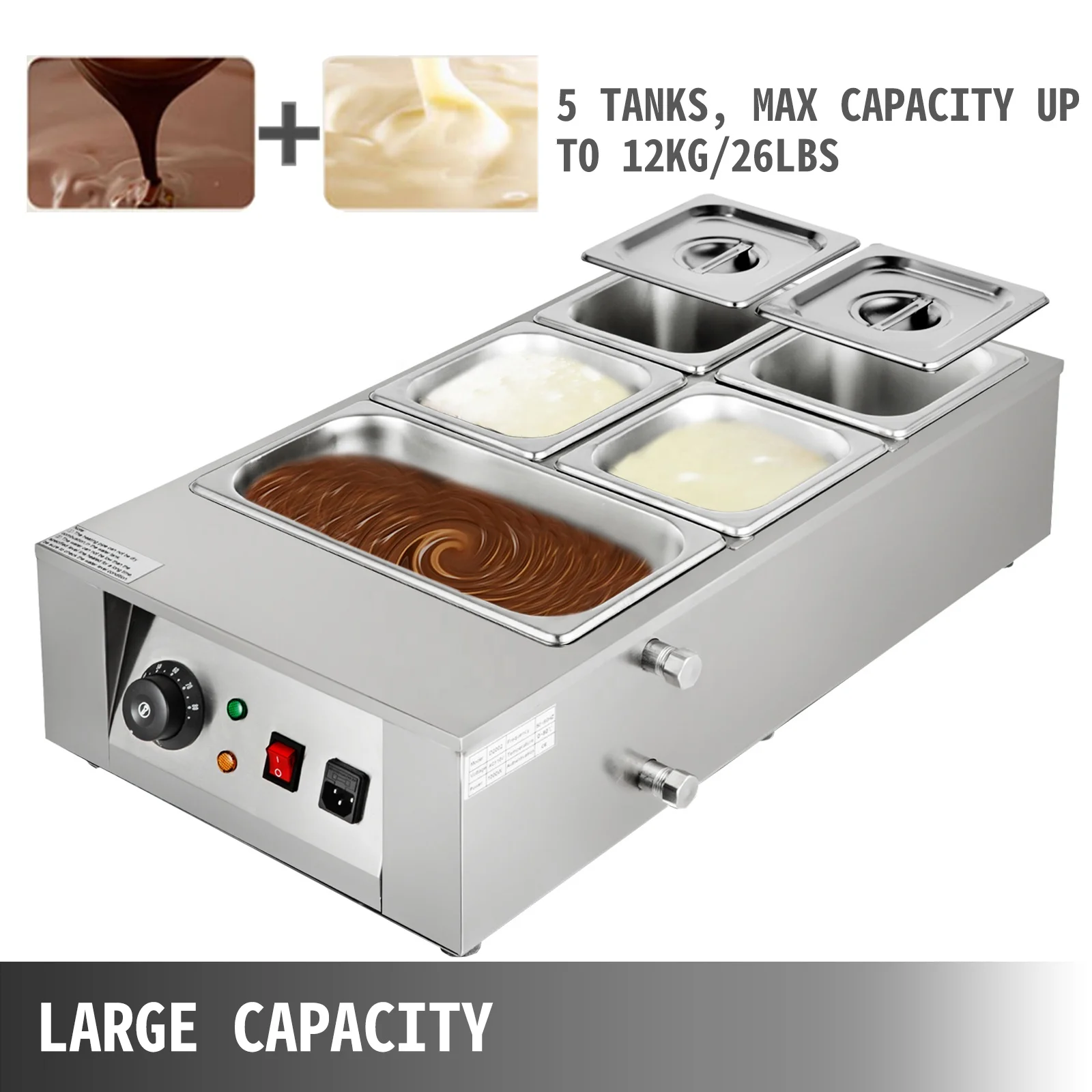 Commercial Electric Chocolate Melting Pot Machine 5Tanks Digital Control New Condition Automatic for Milk Fruit Processing
