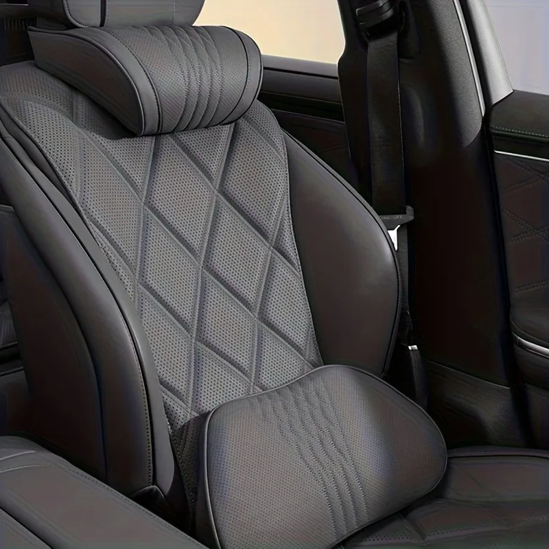 1 Stück Luxus-Auto-Nappa-Kopfstütze Nackenstützkissen Taillenkissen Komfortables Atmungsaktives Taillen- und Nackenstützkissen für Alle Jahreszeiten – Detail 10