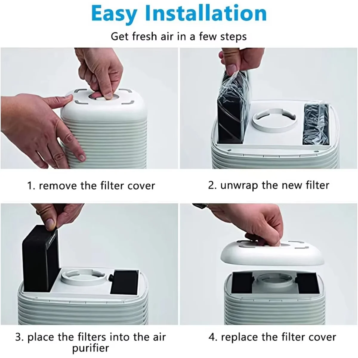 Filtro de repuesto ABKR LV-H128 Compatible con purificador de aire LEVOIT LV-H128, filtro de repuesto HEPA verdadero LV-H128 H13, paquete de 4