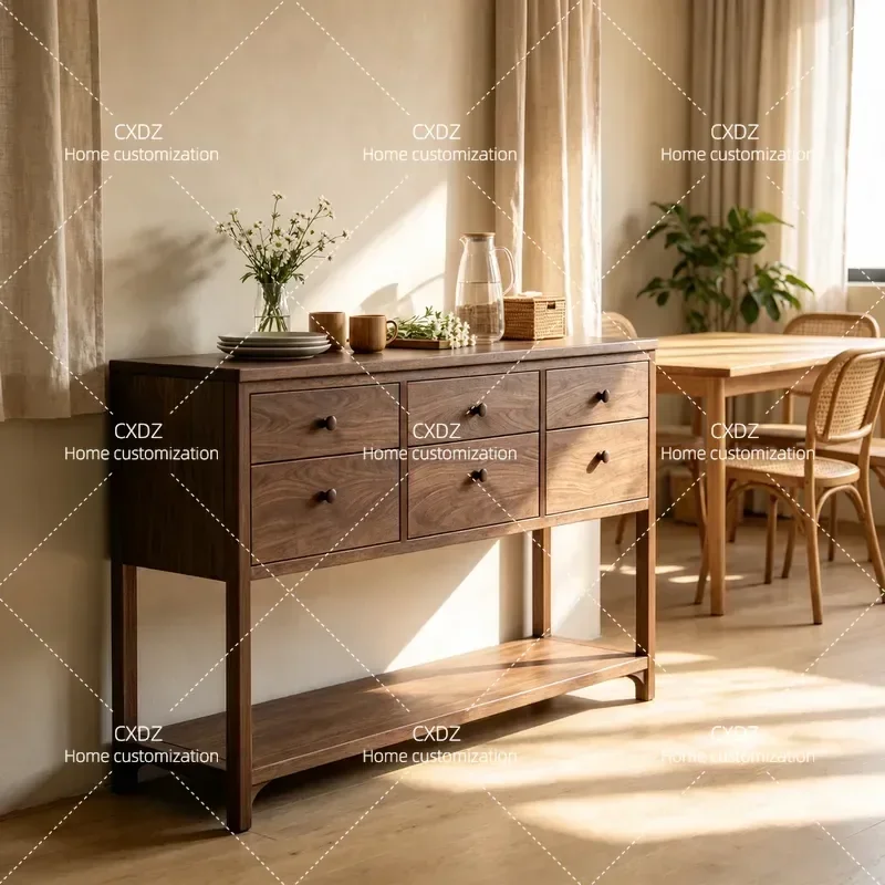 Modern Simple Solid Wood Dining Side Cabinet Entrance Storage Table Bedroom Bedside Table Storage Cabinet Entryway Console