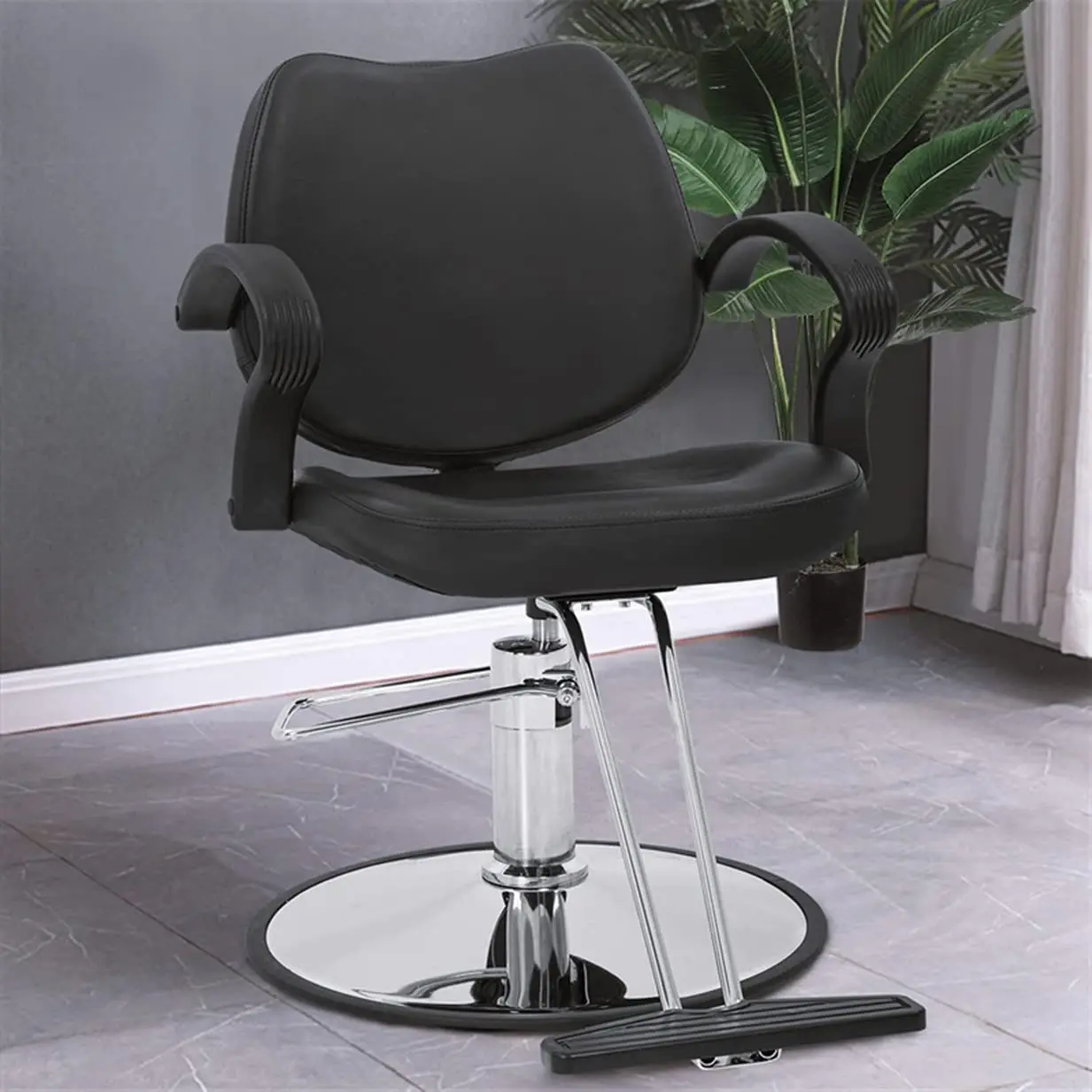 Black Round Base Hydraulic Pump Vintage Barber Chair Salon Cutting Spa Beauty Equipment, Customized