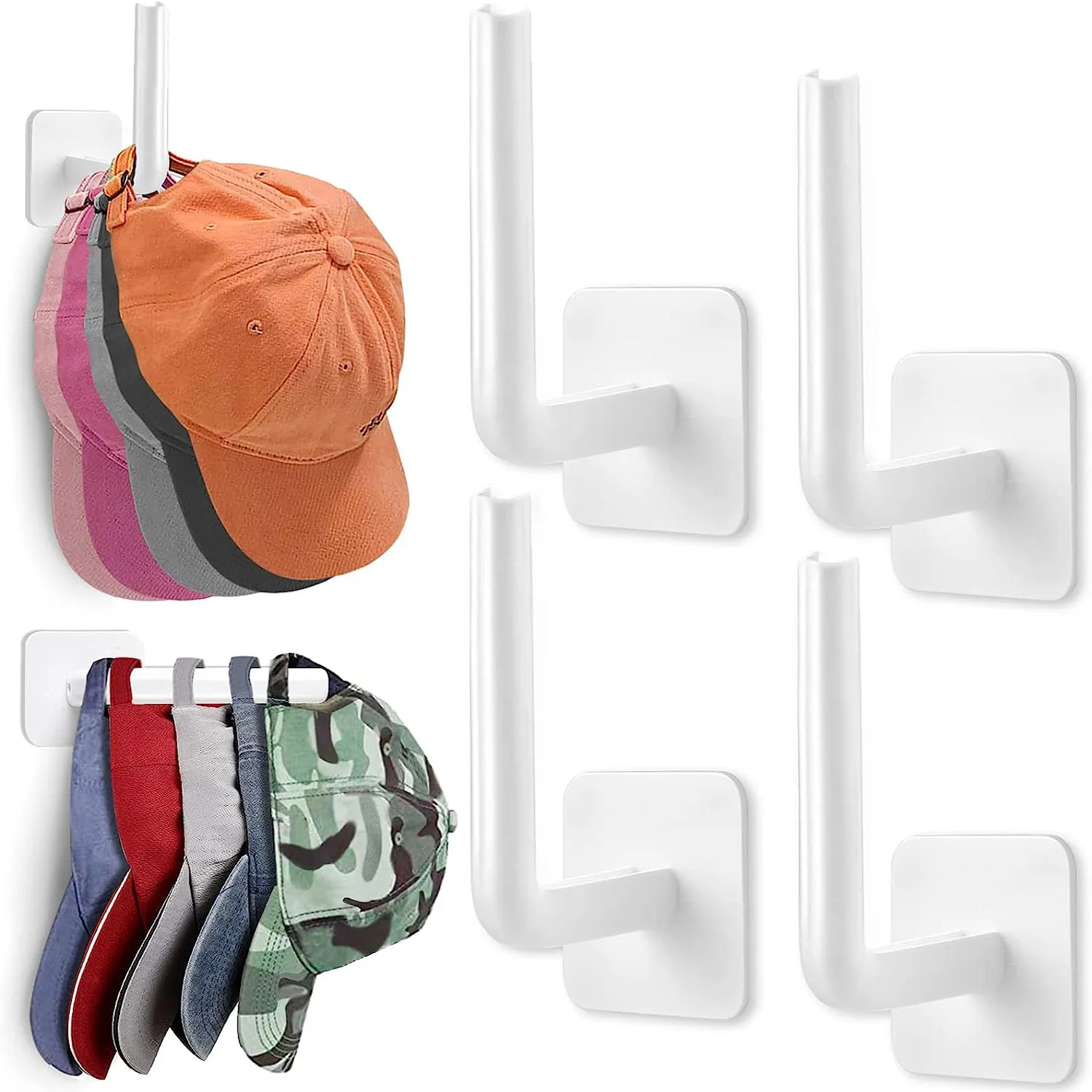 2PCS Baseball Hat Hangers Hat Organizer for Wall Holder for Baseball Hats Waterproof Storage Stick Scrunchies Holder Organizers