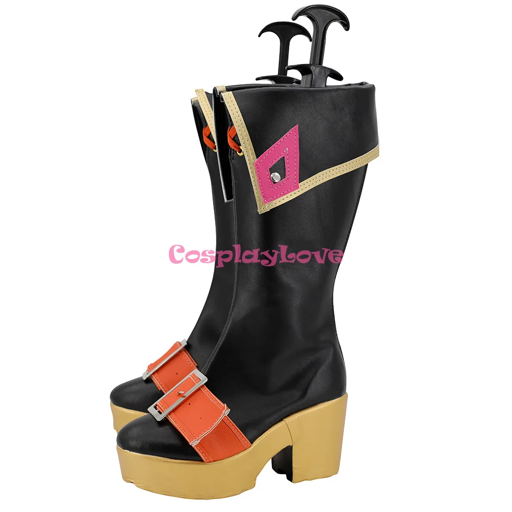 คอสเพลย์เลิฟ OW GAME คิริโกะรองเท้าบูทยาวสีดำรองเท้าคอสเพลย์หนังสั่งทำพิเศษสำหรับคริสต์มาสฮาโลวีน