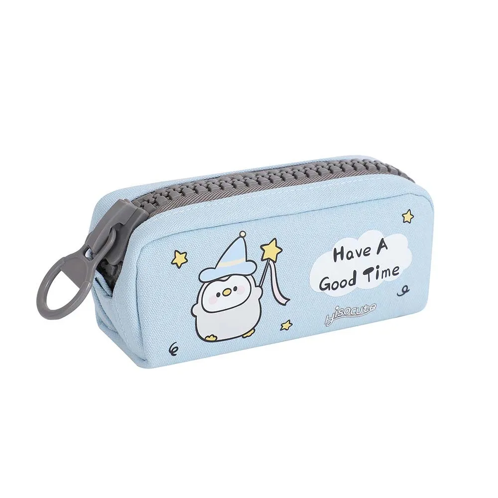 Stationery Storage Cartoon Canvas Pencil Case Large Capacity Animal Cartoon Canvas Pen Bag Penguin Dogs