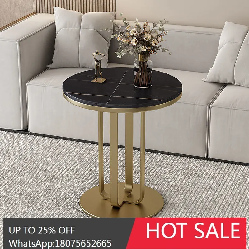 MJY Sofa Light Luxury Rock Board Small Round Table Round Sofa Side Small Apartment Tea Table
