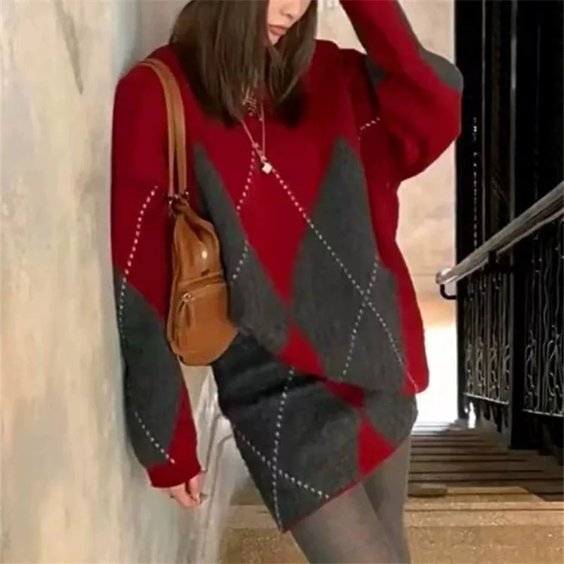 

Fashion Knitted Women's Set Autumn/Winter New Style High End Thick Sweater Bag Hip Skirt Two Piece Set