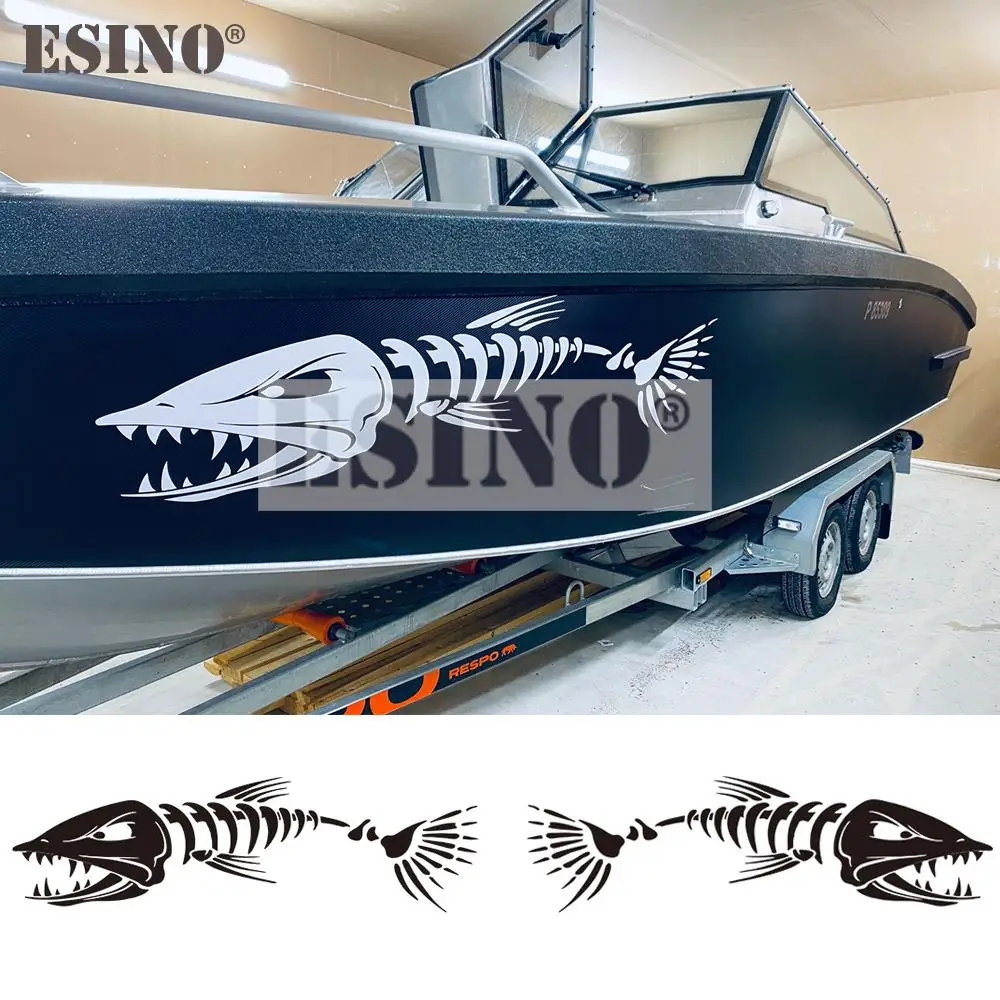 2 x Car Styling Cool Fashinon Lovely Creative Fish Bone PVC 3D Carving Waterproof Car Body Boat Sticker Decorative Vinyl Decal