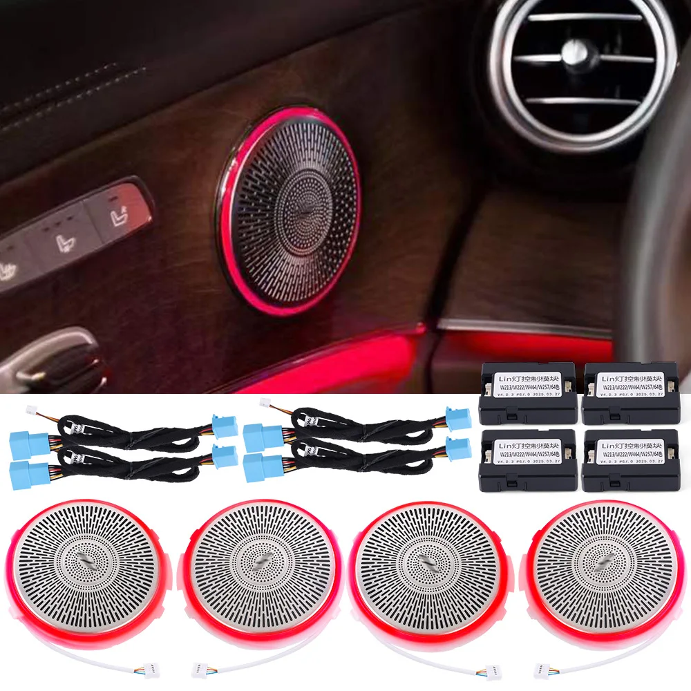 

4Pcs Car Door Audio Cover Speaker Decor Loudspeaker Trim Interior Accessories For Mercedes Benz W213 W205 X253 E C GLC Class