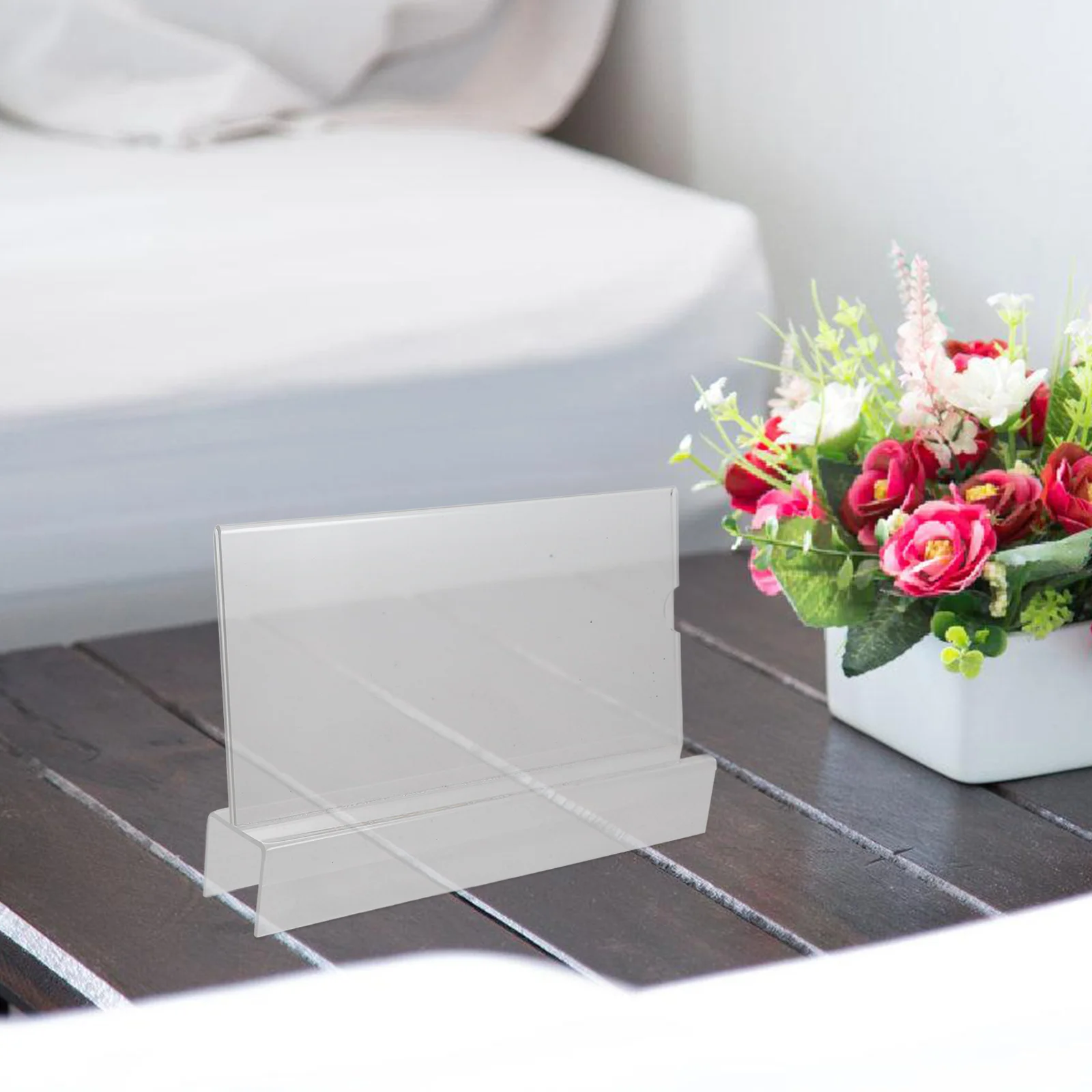 

Clear Acrylic Standing Name Tag Holder Top Load Double Sided Desktop Display For Retail Business Signs Tent Display Mini