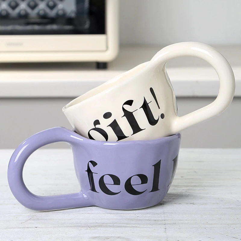 EpeiusHome Ceramic Cup Creative Letters Coffee Cup Desktop Casual Cup Tea Cup Afternoon Tea Mug