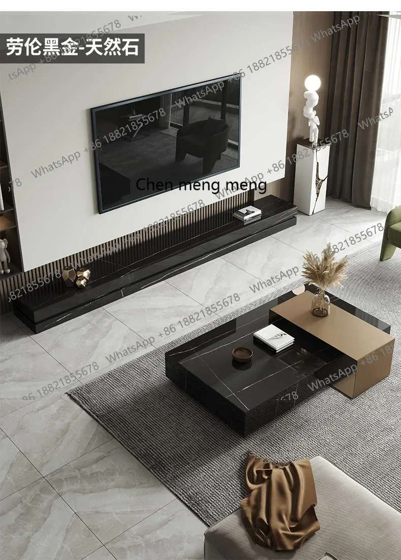 Italian Minimalist Natural Bianco Carrara Venato Marble Coffee Table Modern Minimalist High-End