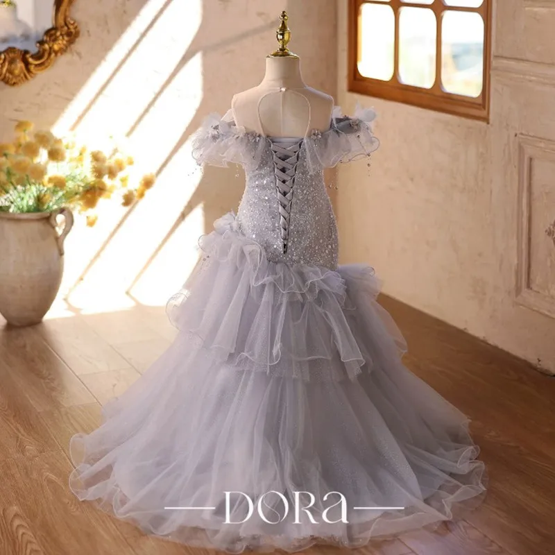 Neues Kinder-Fischschwanzkleid für Gastgeberin, Klavierauftritt, Geburtstag, Hochzeit, Blumenmädchenkleid A5080 Großhandel Mädchen-Abendkleider – Detail 6