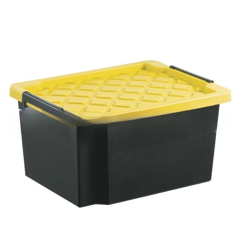 Black box yellow cover warehouse, load-bearing tools for garden, plastic whole box stacked with large capacity