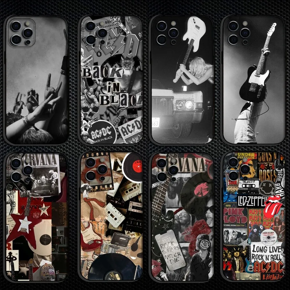 

rockstar Phone Case For iPhone 16,15,14,13,12,11 Plus,Pro Max, Soft Silicone Black Cover