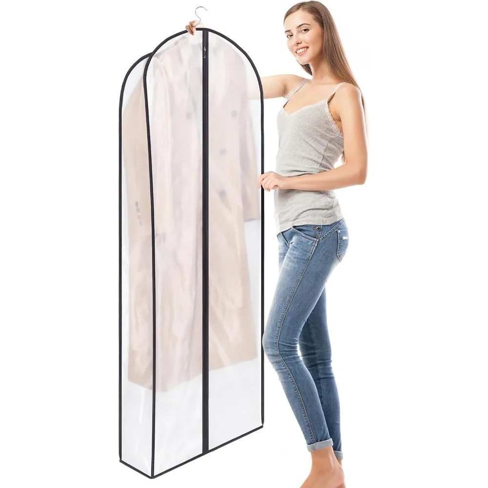 أكياس تخزين السترات الجلدية المسامية، 60 أغطية فساتين وثوب غبار مع 7 أغطية لتعليق الملابس