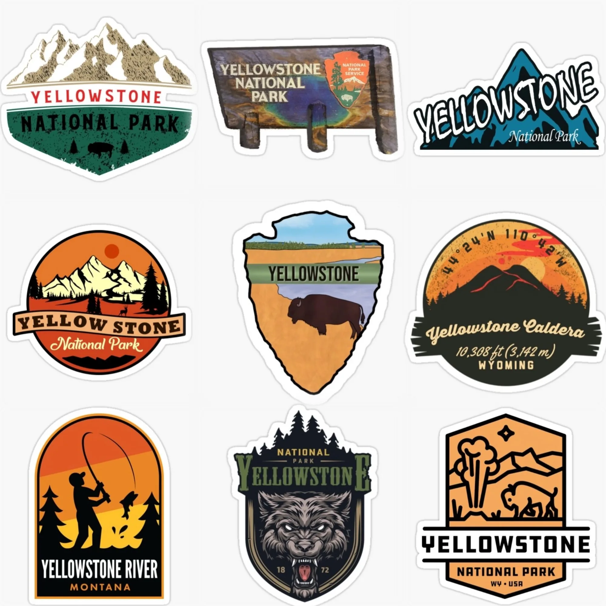 

Yellowstone National Park Scenery PVC Waterproof Sticker for Decorate Car Van Bicycle Helmet Fridge Wall Decal Accessories