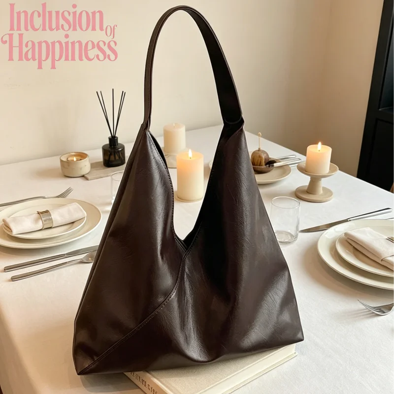 

V-shaped Pocket Shoulder Bag Simple And Fashionable Solid Color Handbag Retro And Versatile Commuting Handbag Storage Wallet