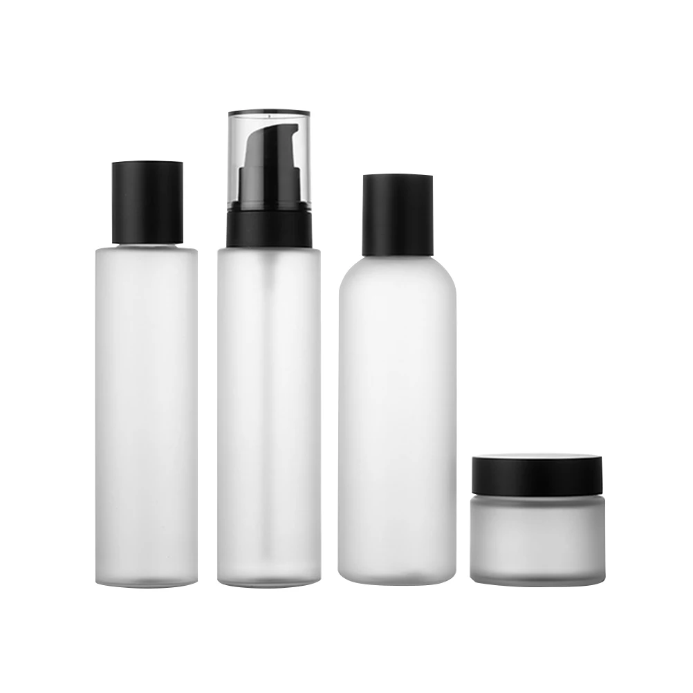 

4Pcs Bottle Set Mini Glass Cream Bottles Leakproof Travel Containers for Creams Lotion Eyshadow Balm