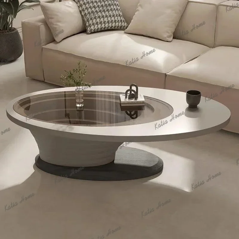 Factory Direct Manmade Board Coffee Table Aesthetic Oval Side Living Room Tea Table Space Saving Designer Salontafel Woomkamer H